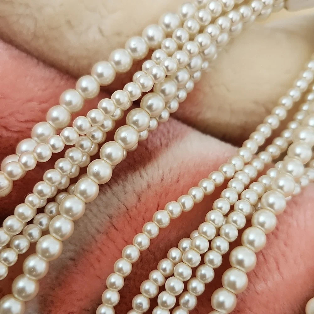 Glass  Pearl Twisted Choker Necklace - Picture 7 of 8